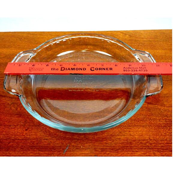 Vintage Anchor Hocking Fire King Crimp Edge Clear Glass Deep Pie Dish 9" - Picture 3 of 7